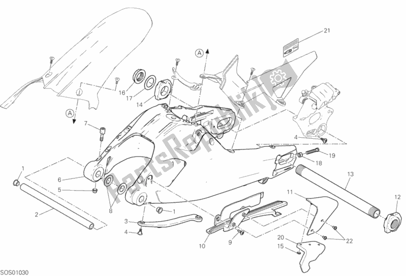 Toutes les pièces pour le Bras Oscillant du Ducati Multistrada 1260 Enduro Touring 2020